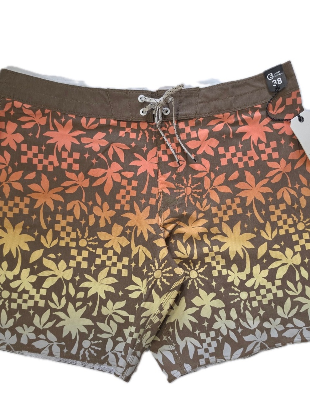 Billabong Board Shorts‎ Mens 38 Brown Floral Drawstring Back Pocket Lined
